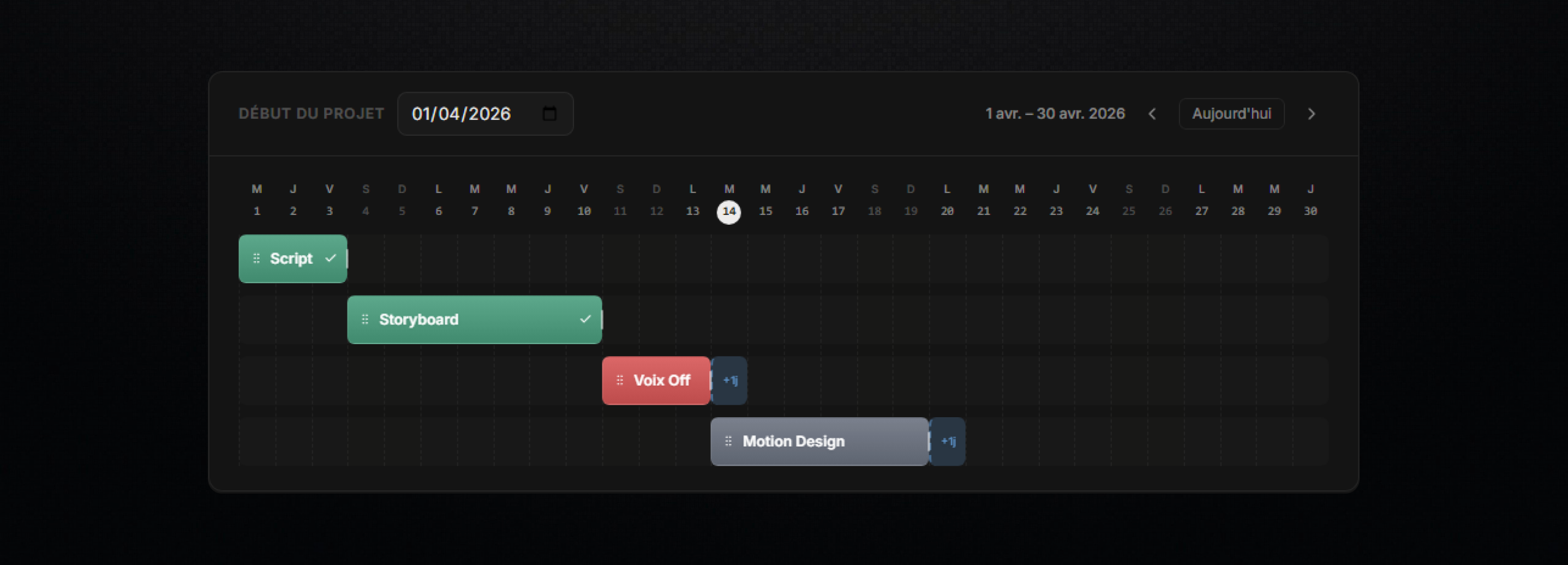 Planning de production Onboard-me